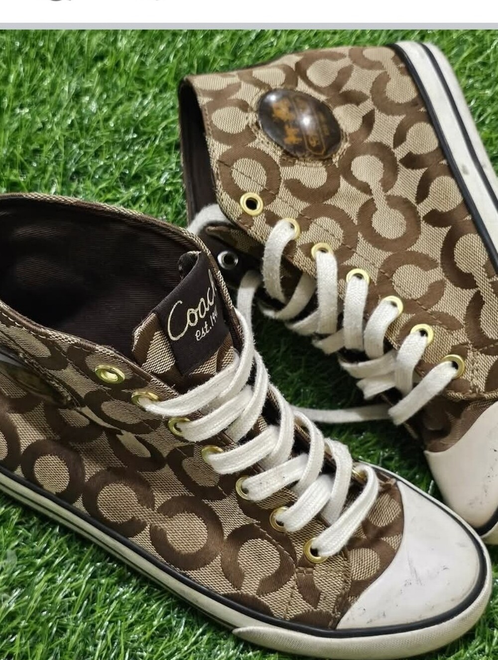 Coach Brown Signature High-Top Sneakers